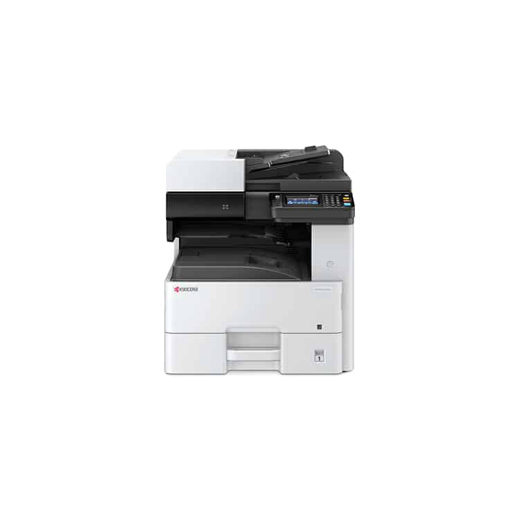 Kyocera 4125idn mali müşavir için Kyocera ECOSYS M4125idn modeline ait çok fonksiyonlu A3 siyah-beyaz yazıcı; önden görünümlü, dokunmatik ekran paneli, entegre tarayıcı ve geniş kağıt tepsisi ile donatılmış profesyonel ofis cihazı.